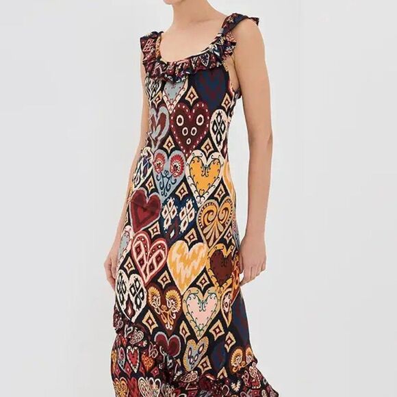 FARM Rio Hearts Ikat Black Maxi Dress S - Picture 8 of 11